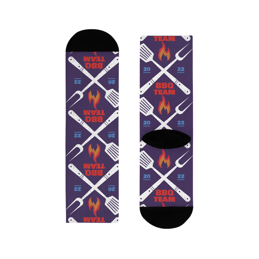 BBQ Team Grill Crew Socks — Funny Barbecue Socks with Fork & Spatula Design