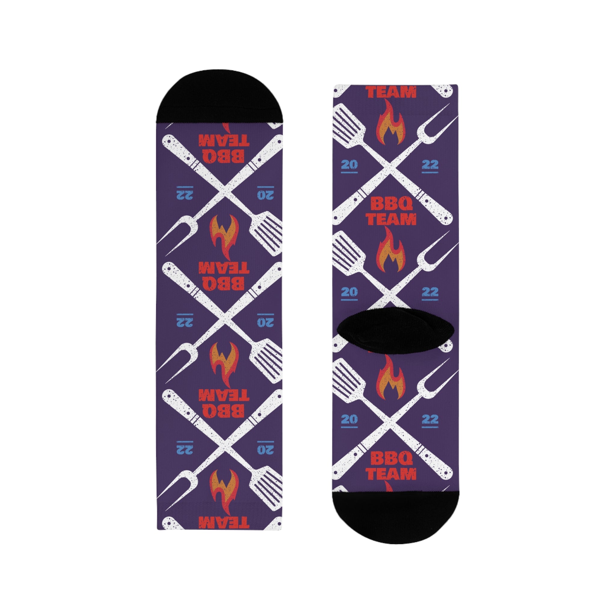 BBQ Team Grill Crew Socks — Funny Barbecue Socks with Fork & Spatula Design