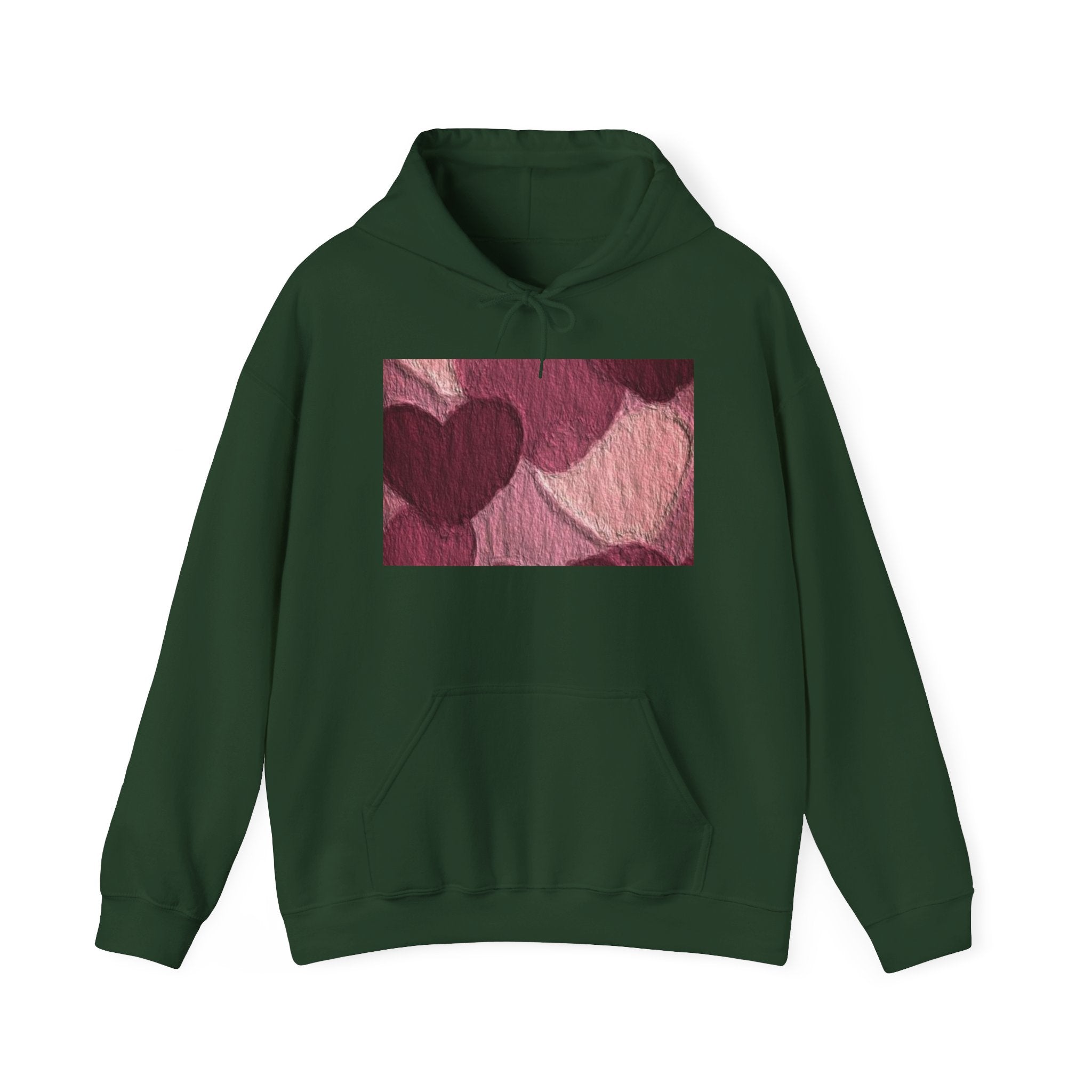 Heart Pattern Hoodie — Pink Vintage Love Graphic Pullover