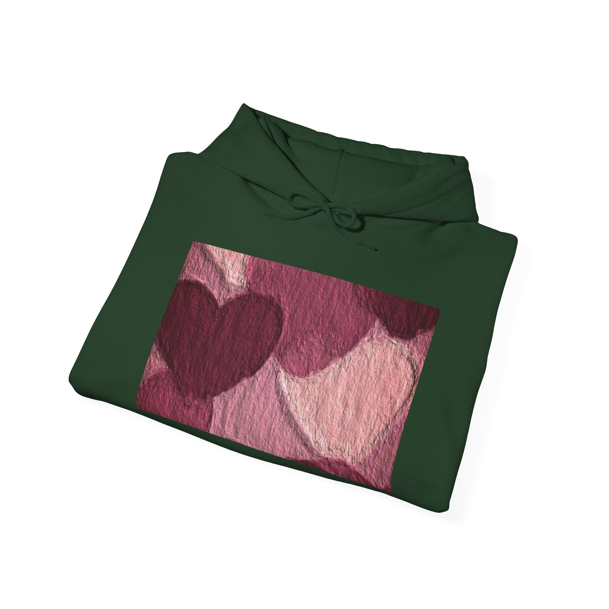Heart Pattern Hoodie — Pink Vintage Love Graphic Pullover