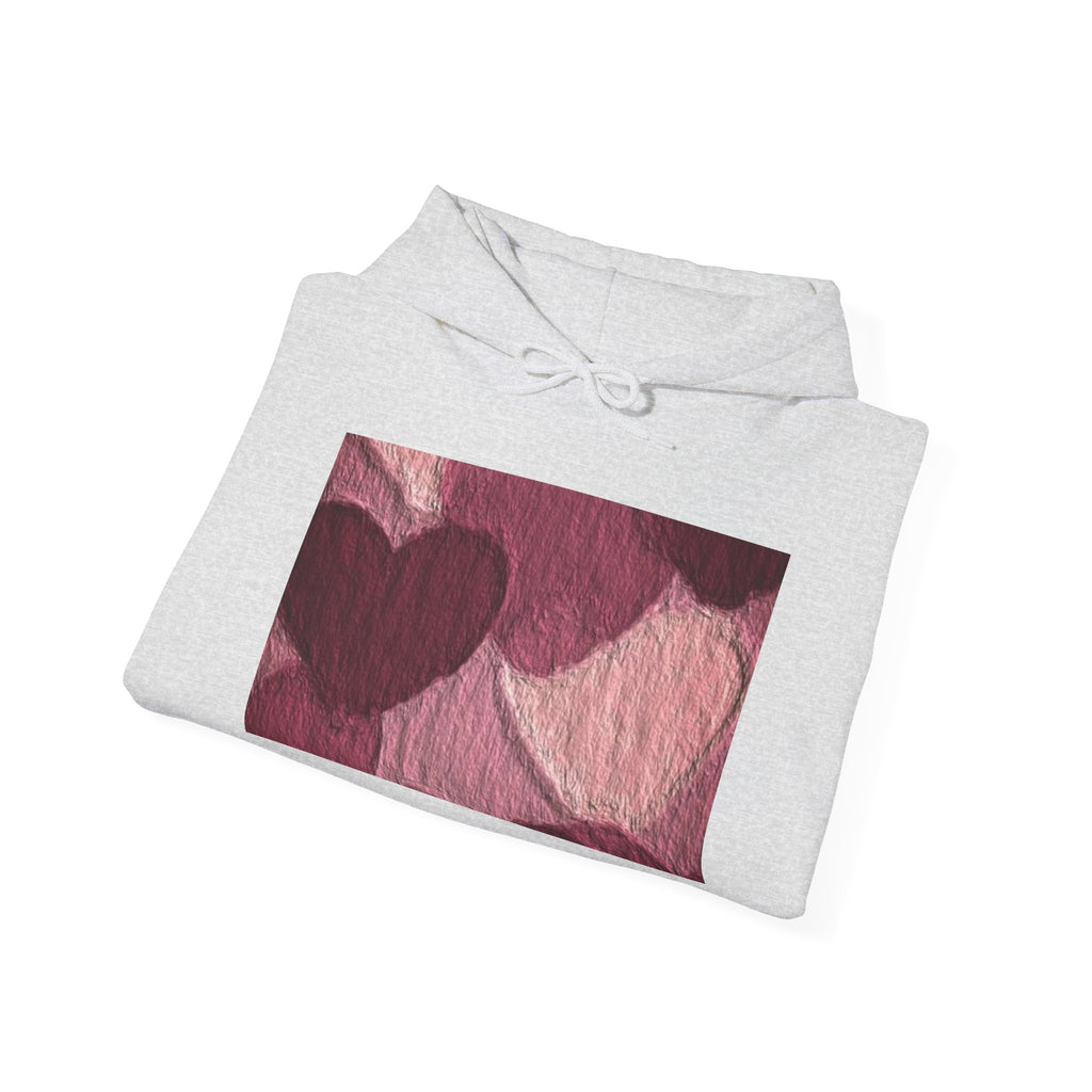 Heart Pattern Hoodie — Pink Vintage Love Graphic Pullover