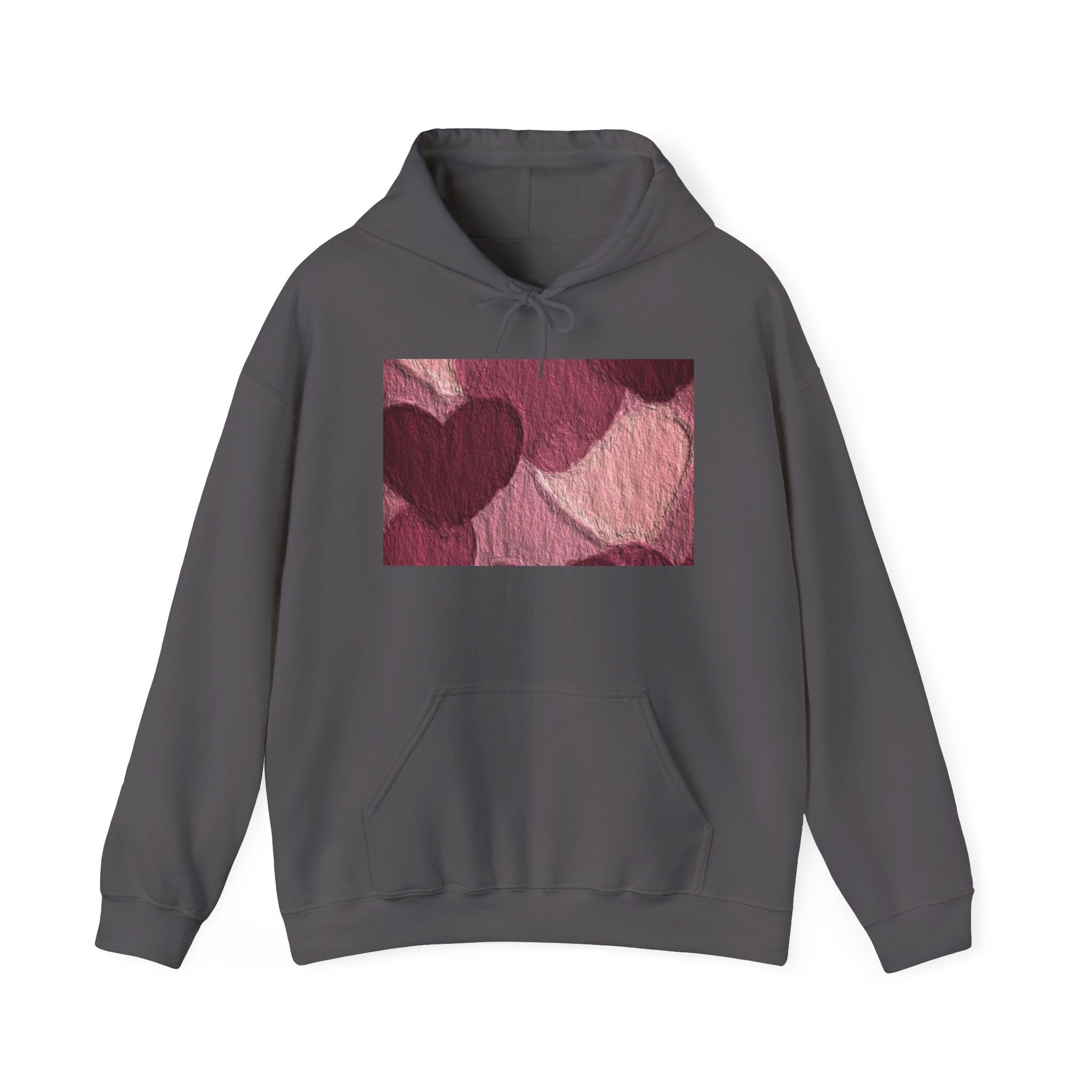Heart Pattern Hoodie — Pink Vintage Love Graphic Pullover