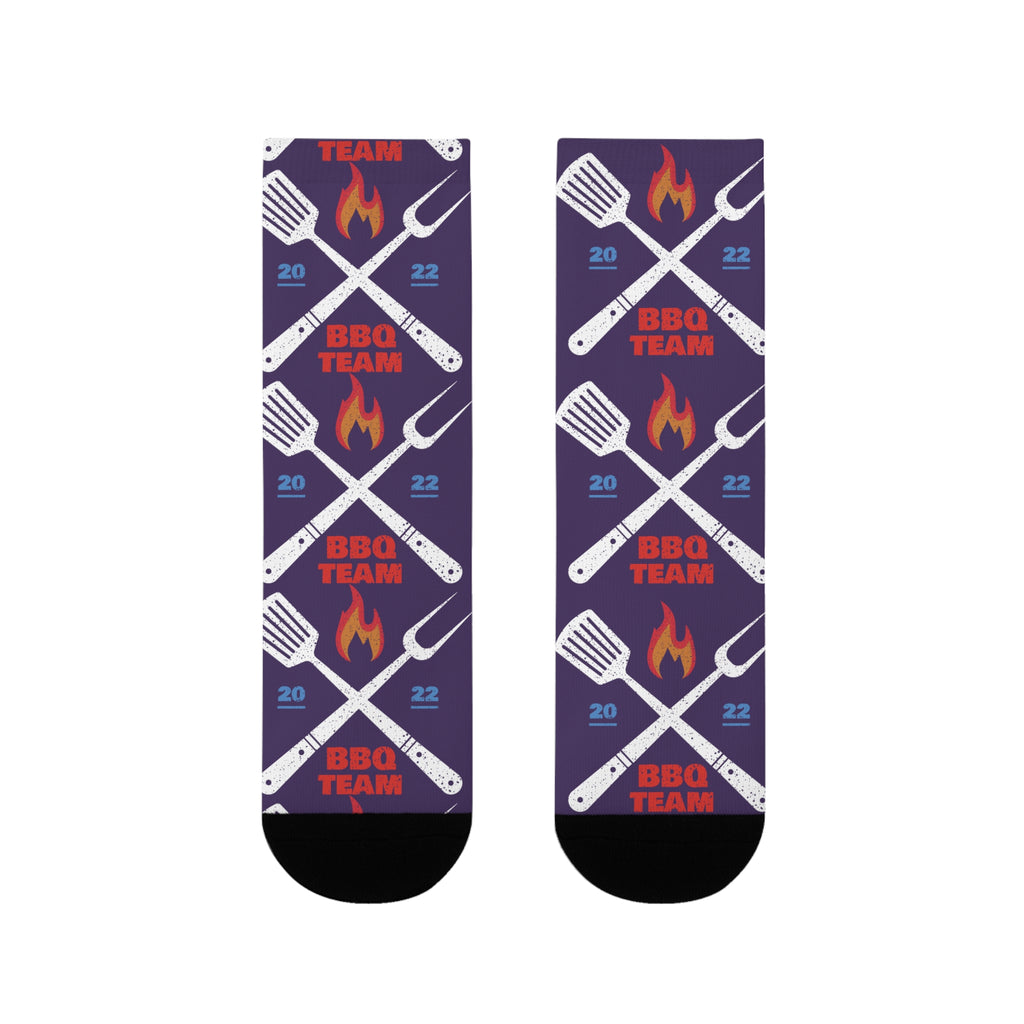 BBQ Team Grill Crew Socks — Funny Barbecue Socks with Fork & Spatula Design