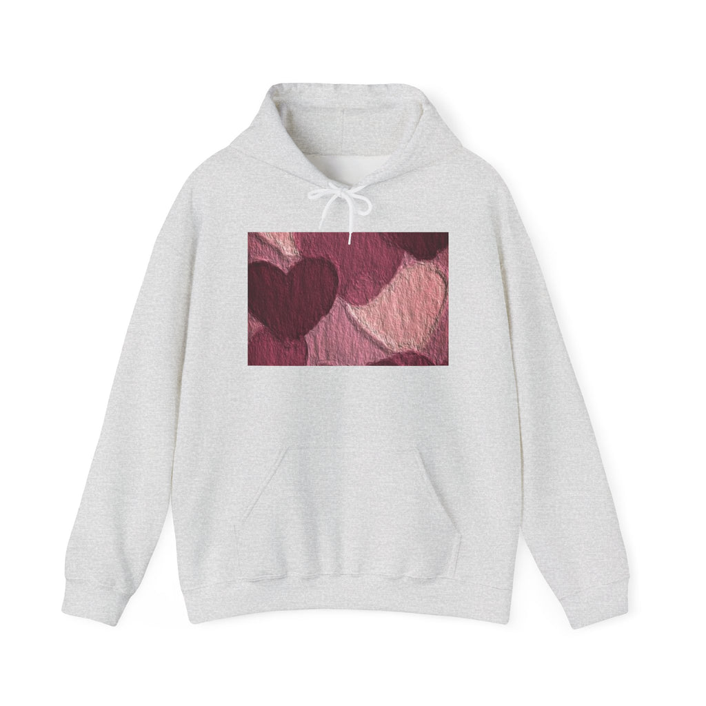 Heart Pattern Hoodie — Pink Vintage Love Graphic Pullover