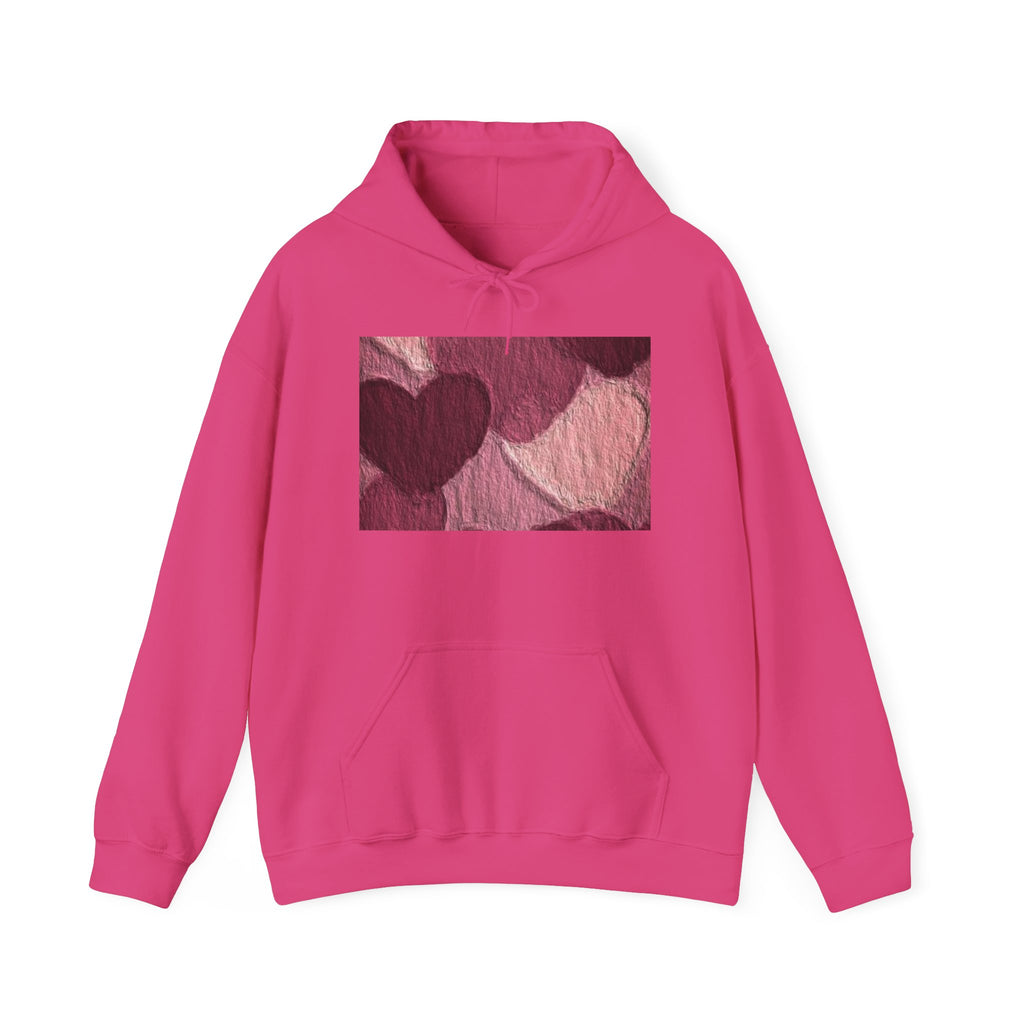 Heart Pattern Hoodie — Pink Vintage Love Graphic Pullover