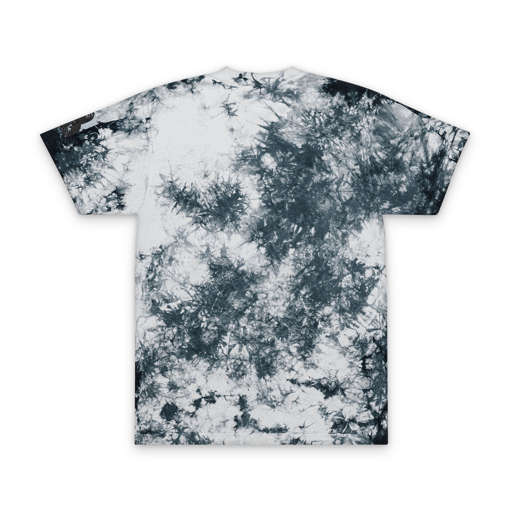 Tie-Dye Oversized T-Shirt — Black & White Embroidered Pocket