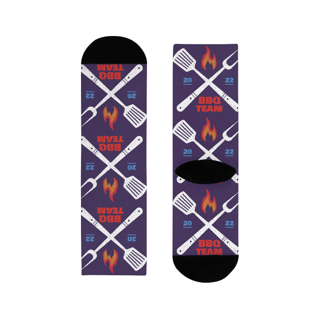 BBQ Team Grill Crew Socks — Funny Barbecue Socks with Fork & Spatula Design