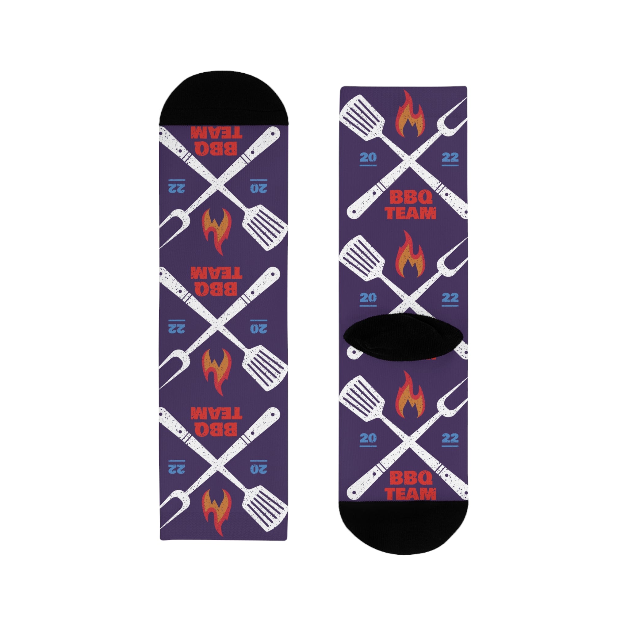 BBQ Team Grill Crew Socks — Funny Barbecue Socks with Fork & Spatula Design
