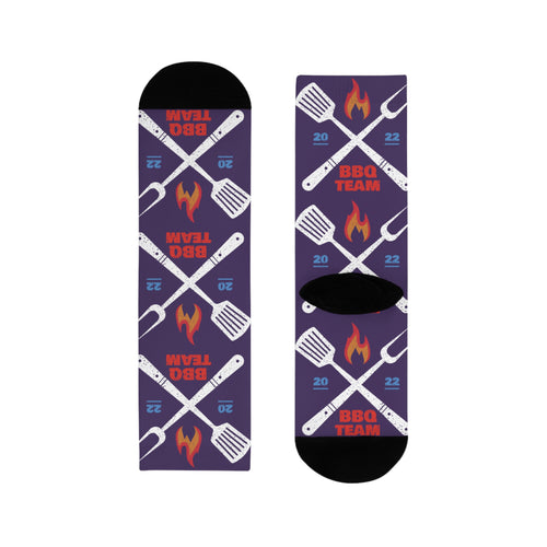 BBQ Team Grill Crew Socks — Funny Barbecue Socks with Fork & Spatula Design