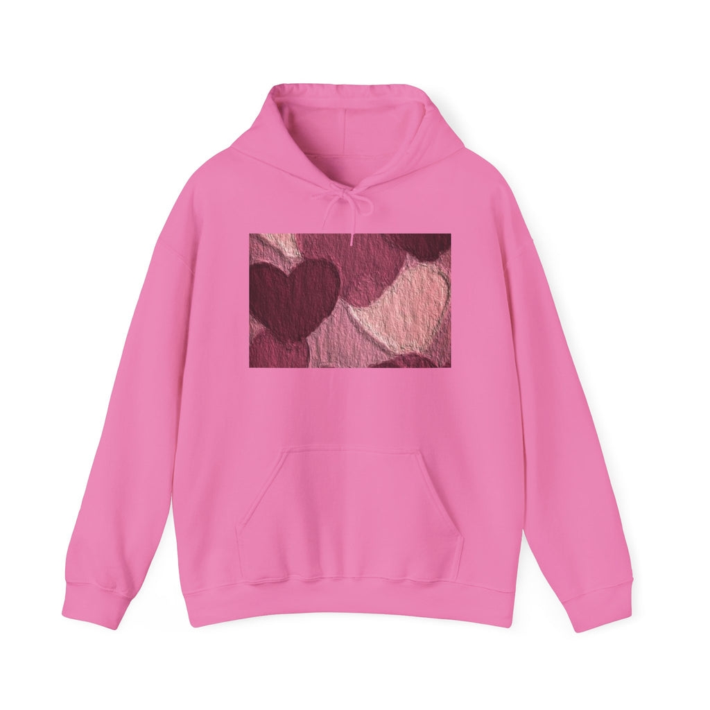 Heart Pattern Hoodie — Pink Vintage Love Graphic Pullover