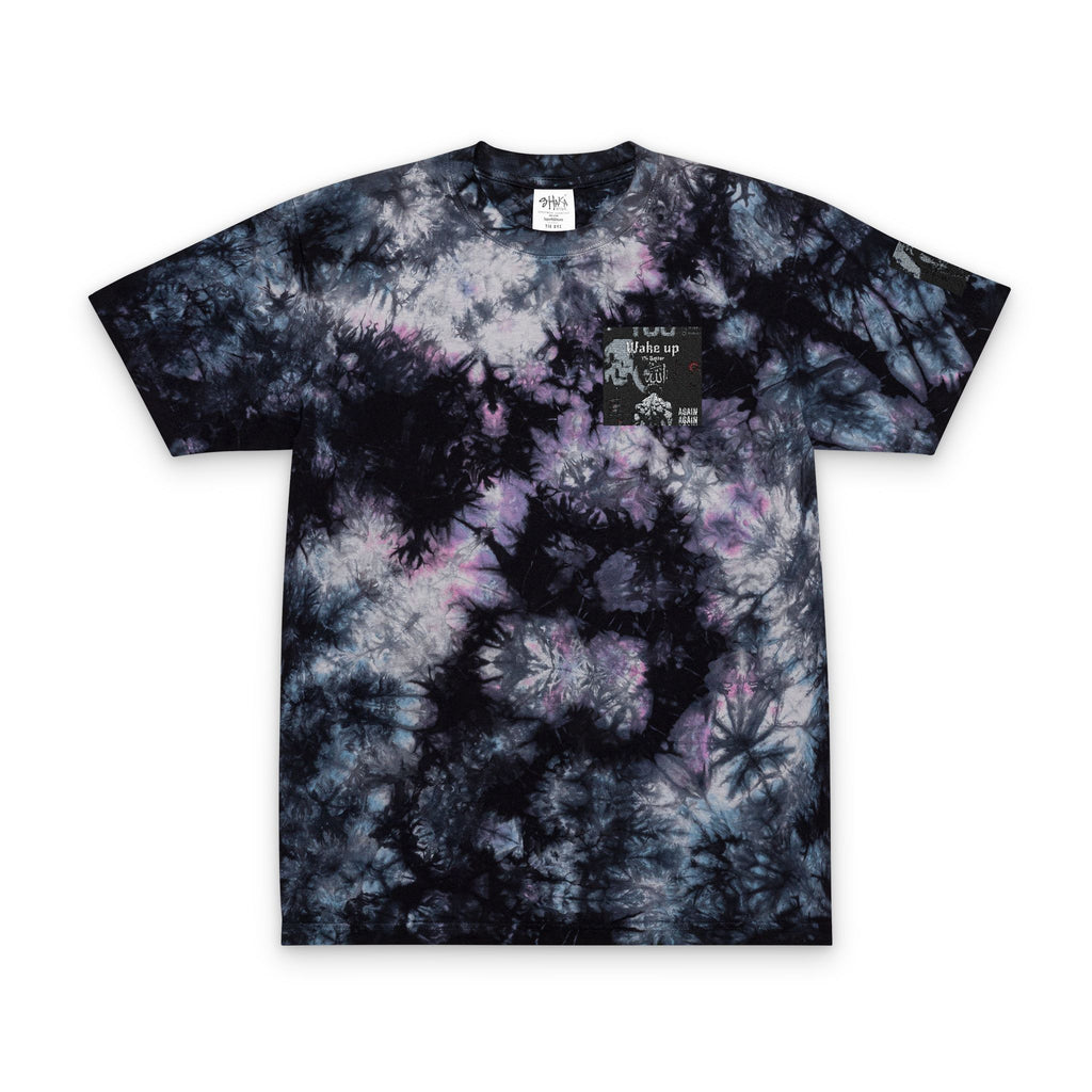 Tie-Dye Oversized T-Shirt — Black & White Embroidered Pocket