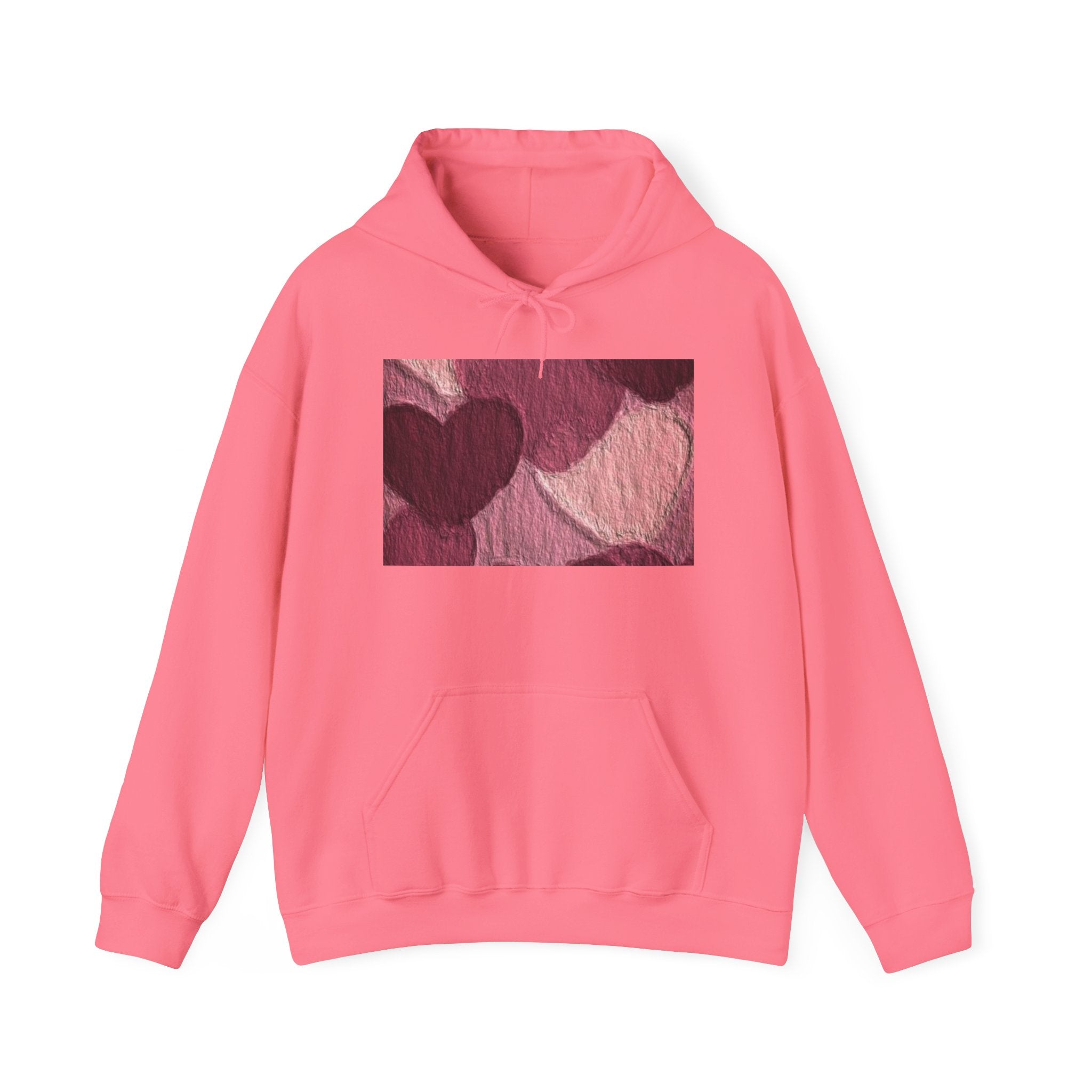 Heart Pattern Hoodie — Pink Vintage Love Graphic Pullover
