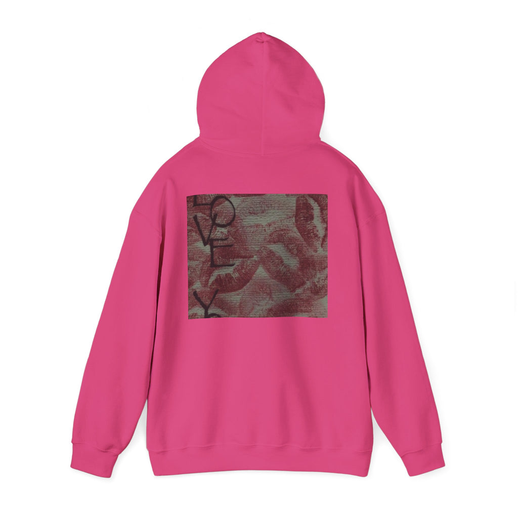 Heart Pattern Hoodie — Pink Vintage Love Graphic Pullover
