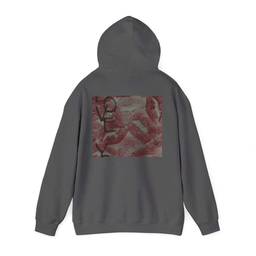 Heart Pattern Hoodie — Pink Vintage Love Graphic Pullover