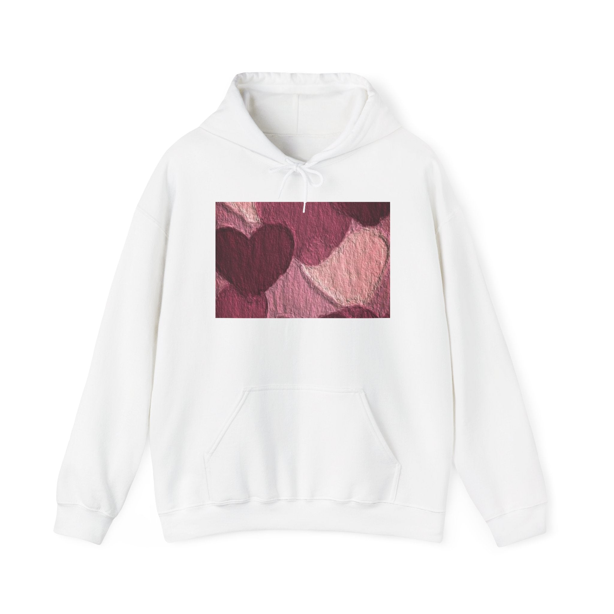 Heart Pattern Hoodie — Pink Vintage Love Graphic Pullover