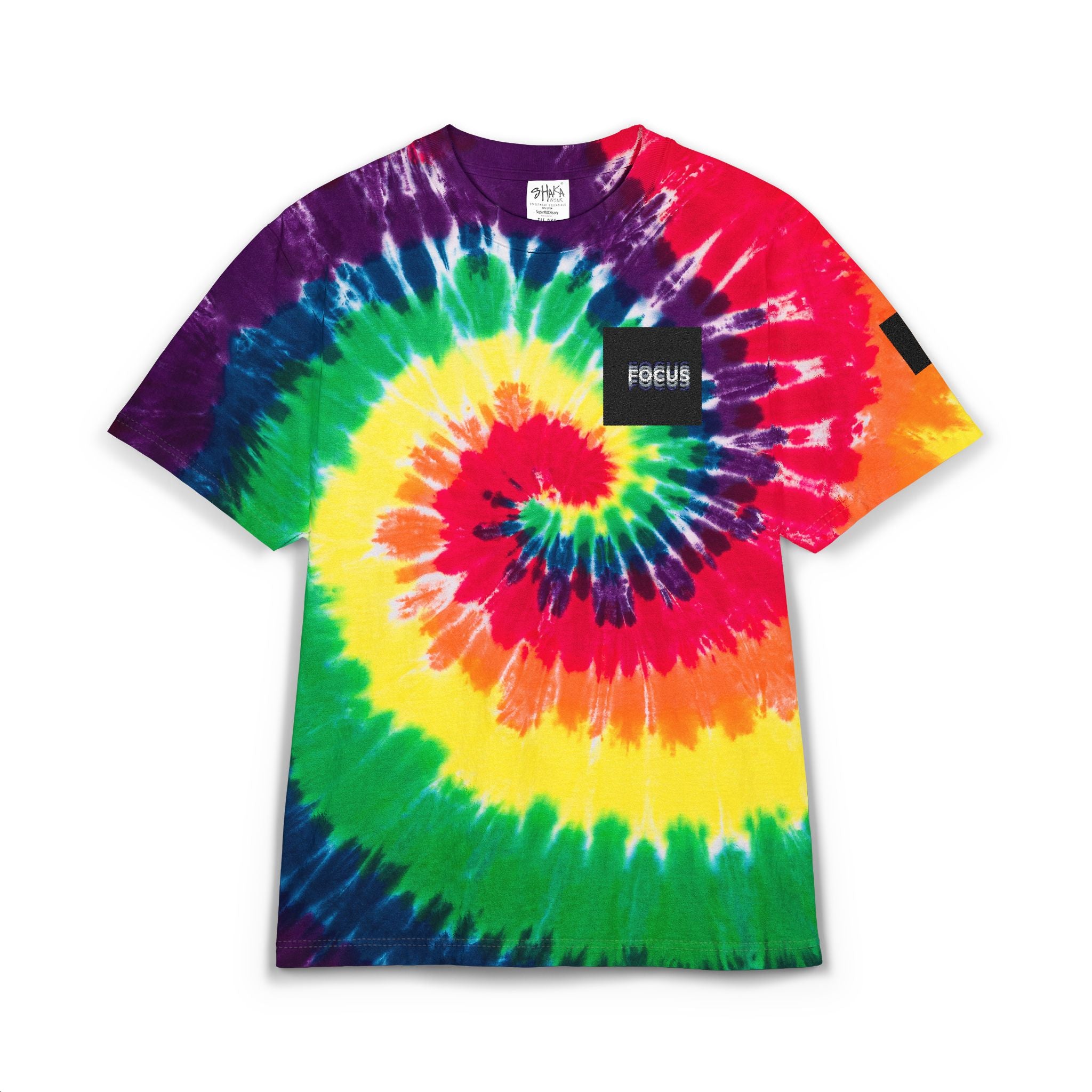 Tie-Dye T-Shirt — Rainbow Spiral Embroidered Pocket Tee