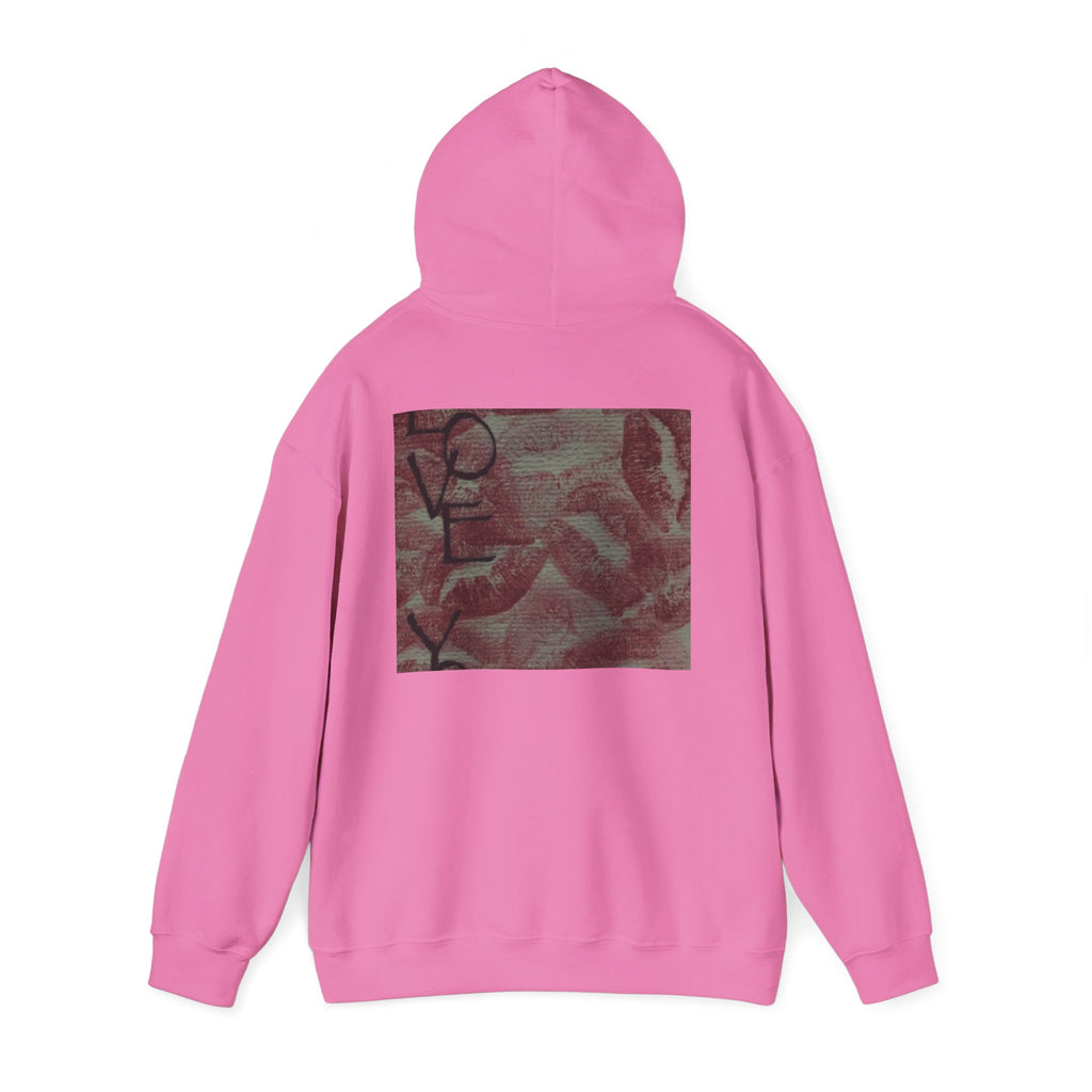 Heart Pattern Hoodie — Pink Vintage Love Graphic Pullover