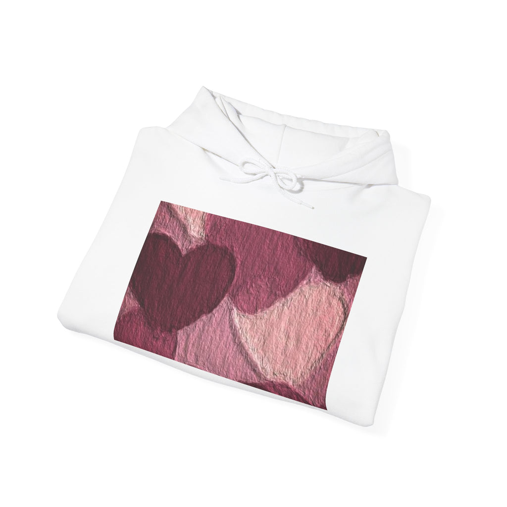 Heart Pattern Hoodie — Pink Vintage Love Graphic Pullover