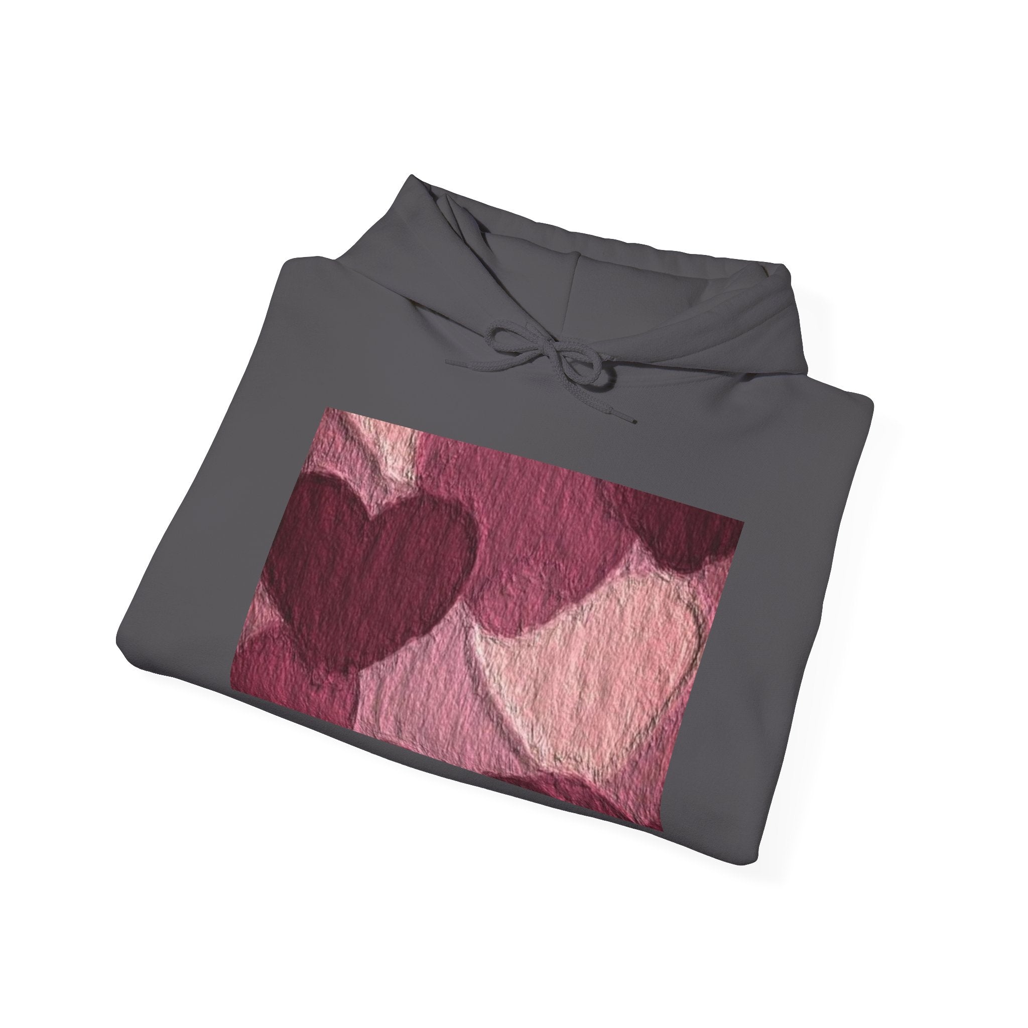 Heart Pattern Hoodie — Pink Vintage Love Graphic Pullover